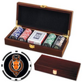 Poker chips set with Mahogany wood case - 100 Full Color 8 Stripe chips